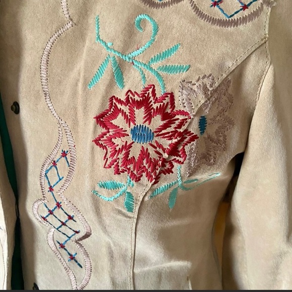 Embroidered Leather/Suede Jacket - Picture 4 of 12